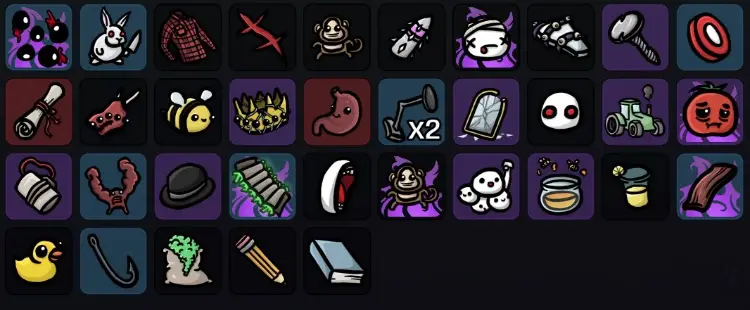 Brotato items shown on the endgame screen.