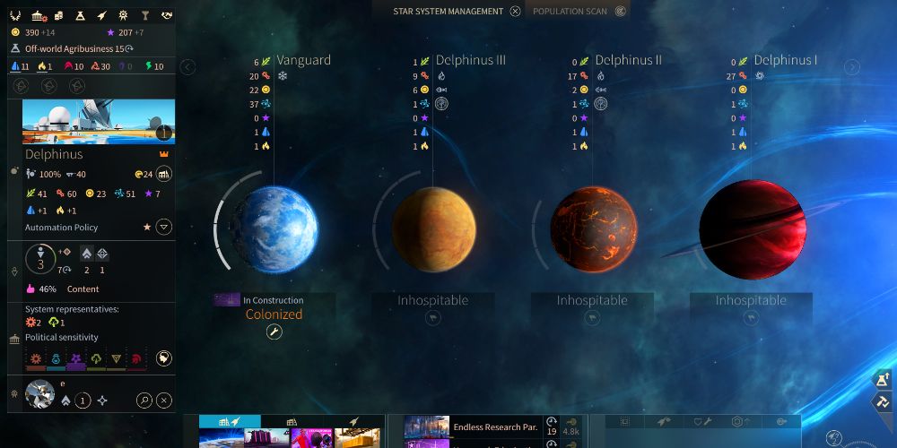 Endless Space 2 star system managgement screenshot