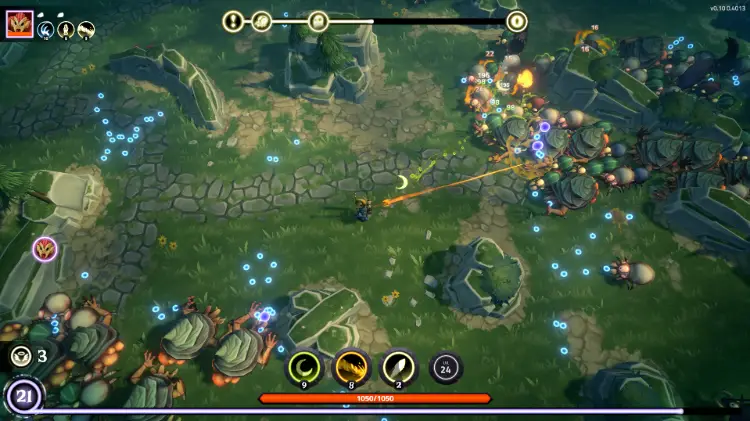 Moon Mage fighting in the Verdant Meadows in Spell Brigade.