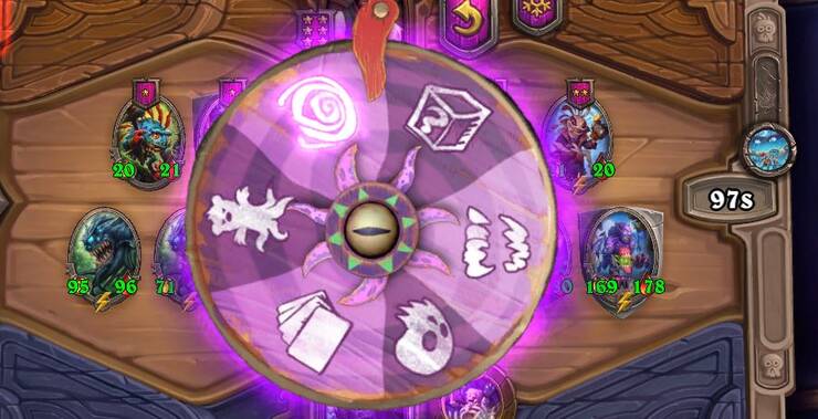 Wheel of Yogg-Saron spining in Hearthstone Battlegrounds