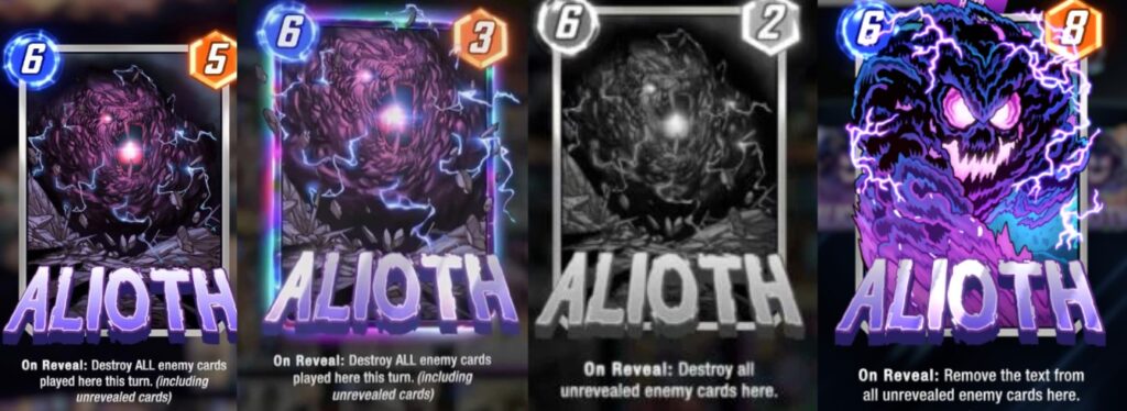 Alioth card changes shown, 4 cards