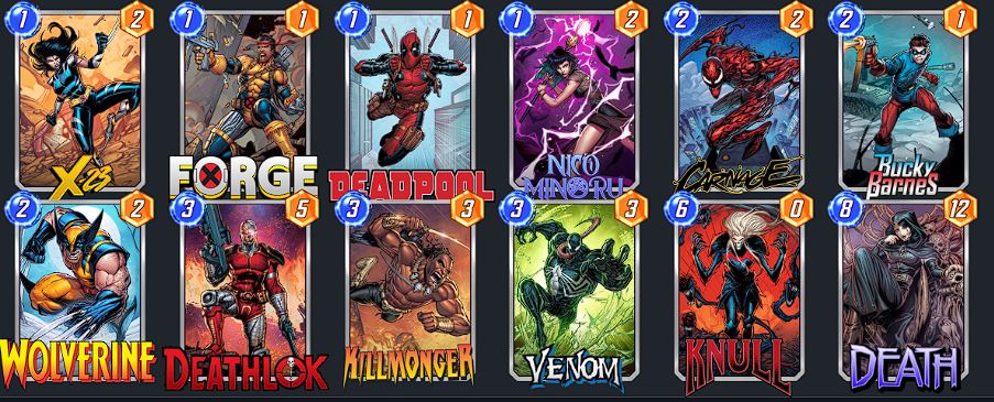 Standard Destroy deck in Marvel snap focusing on synergies between Death and Knull