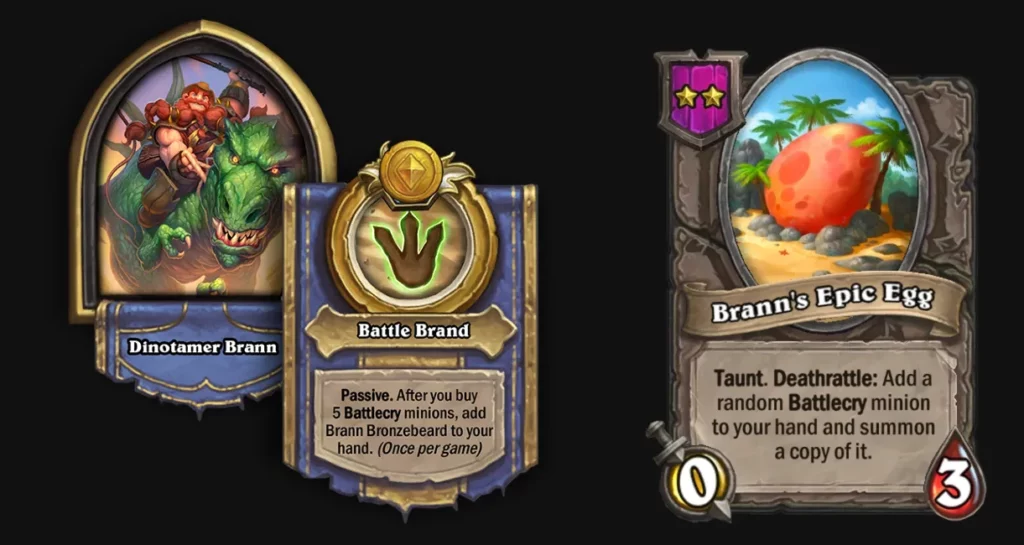 Hero Dinotamer Brann with ability Battle Brand and buddy Brann's Epic egg 