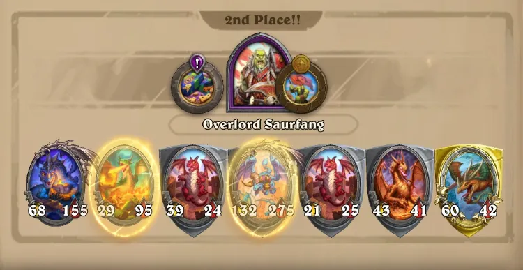 Dragon build shown from game printscreen in season 11 of HS BG