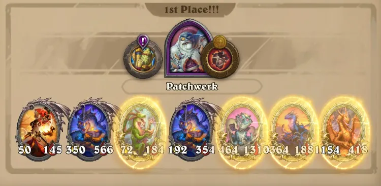 Dragon comp shown fully from game printscreen in season 11 of HS BG