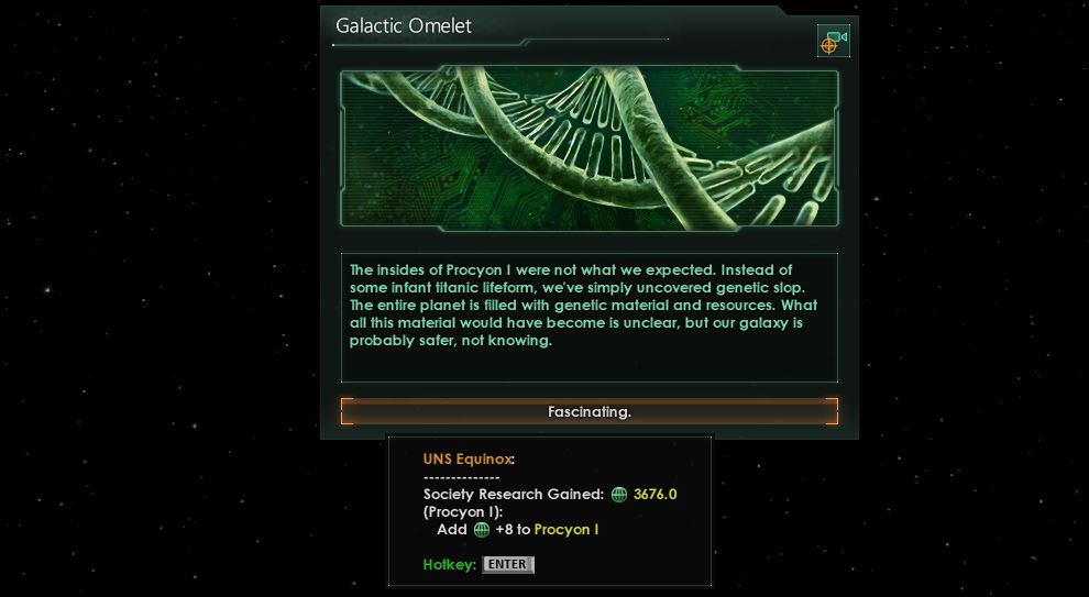 Printscreen from Stellaris: Crack the Egg Galactic Omelet positive outcome