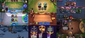 A collage of images made from all the games like Hearthstone