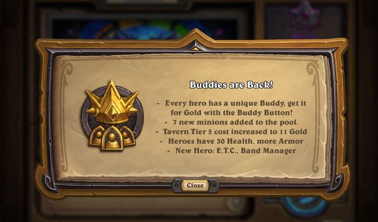 Hearthstone battlegrounds notice when entering the game - patch notes