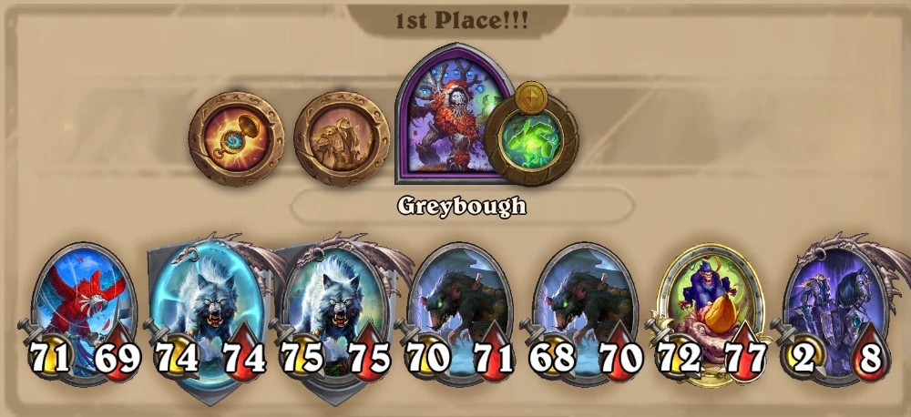 hearthstone battlegrounds beast build final board 1st place season 13