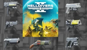 Helldivers 2 Secondery Weapons collage, all weapons shown