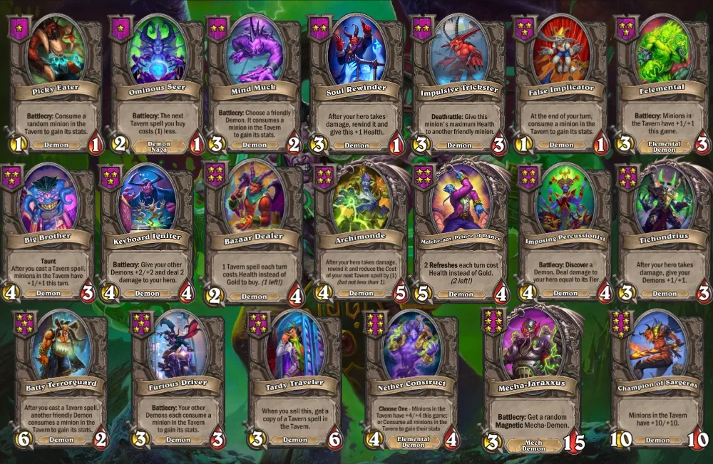 hs bg demon tribe all minions