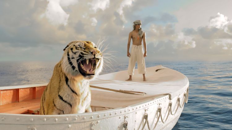 life of pie tiger and man on a boat