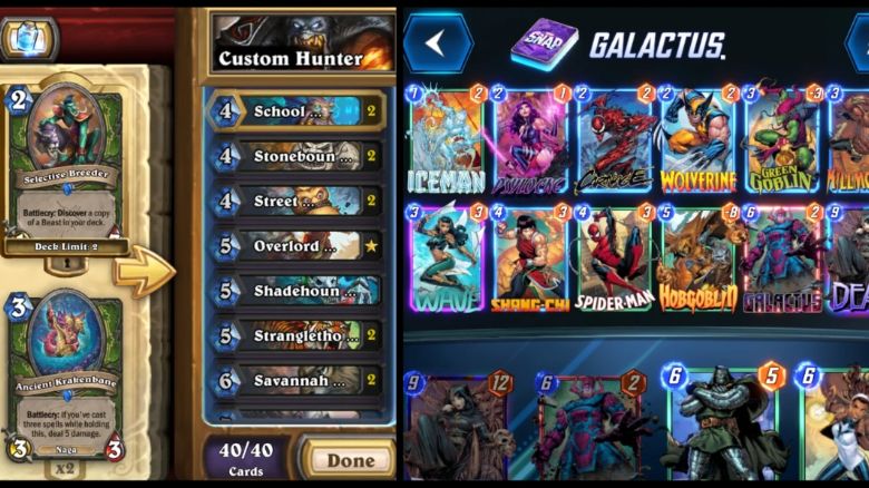 Hearthstone vs Marvel Snap deckbuilding