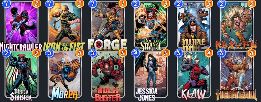 Marvel Snap move deck shown with all cards