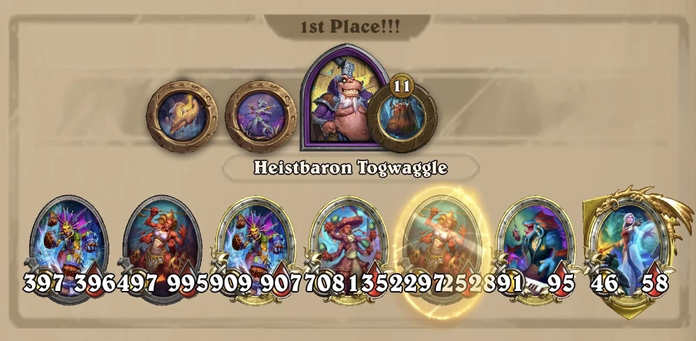 full naga comp shown in Hearthstone Battlegrounds season 13