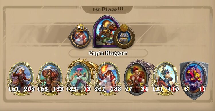 Pirate build in HS BG shown with all minions