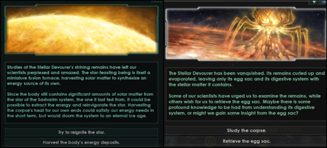 Rewards from Stellar Devourer - Study The Corpse or Retrieve The Egg Sac
