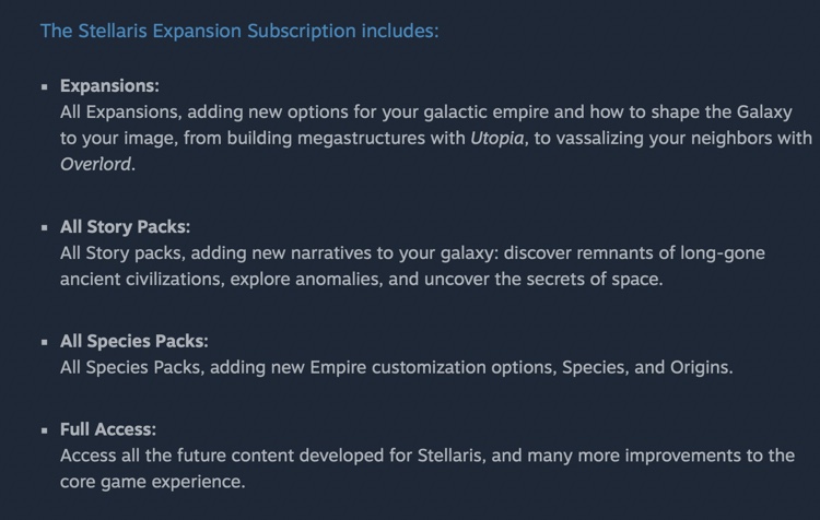 Stellaris expansion subscription steam