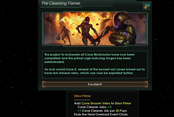 Printscreen from Stellaris: Savage spores stellaris event resolution - Cleansing Flames