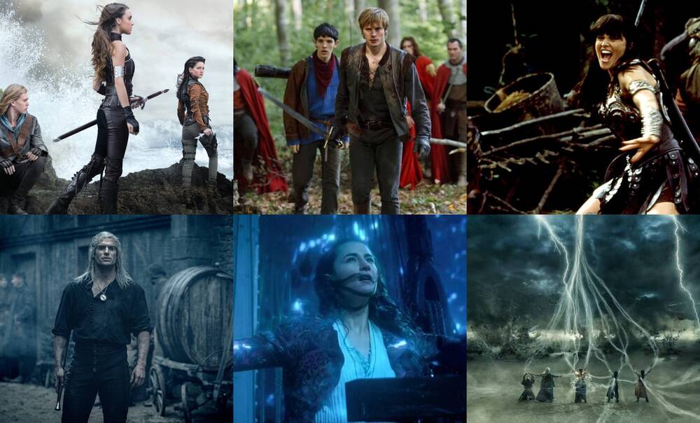 6 images that of shows like legend of the seeker put into collage