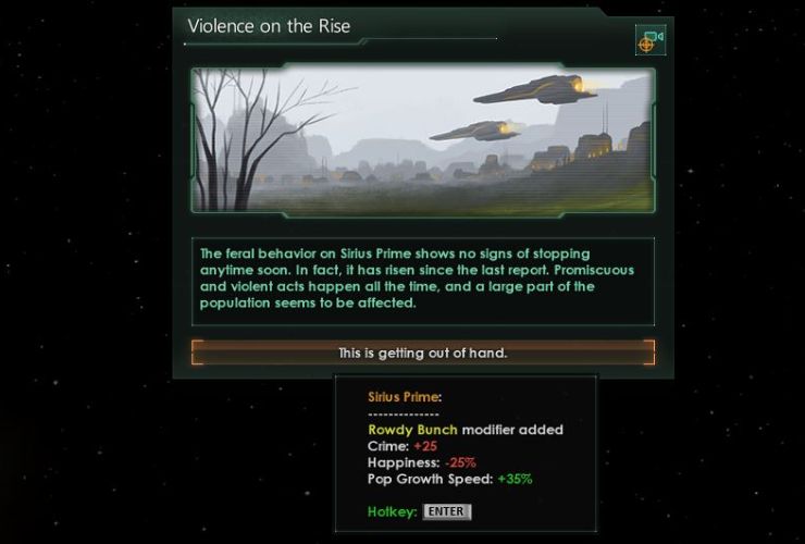 Printscreen: Violance on the Rise - 2nd event in Feral Overload chain of events