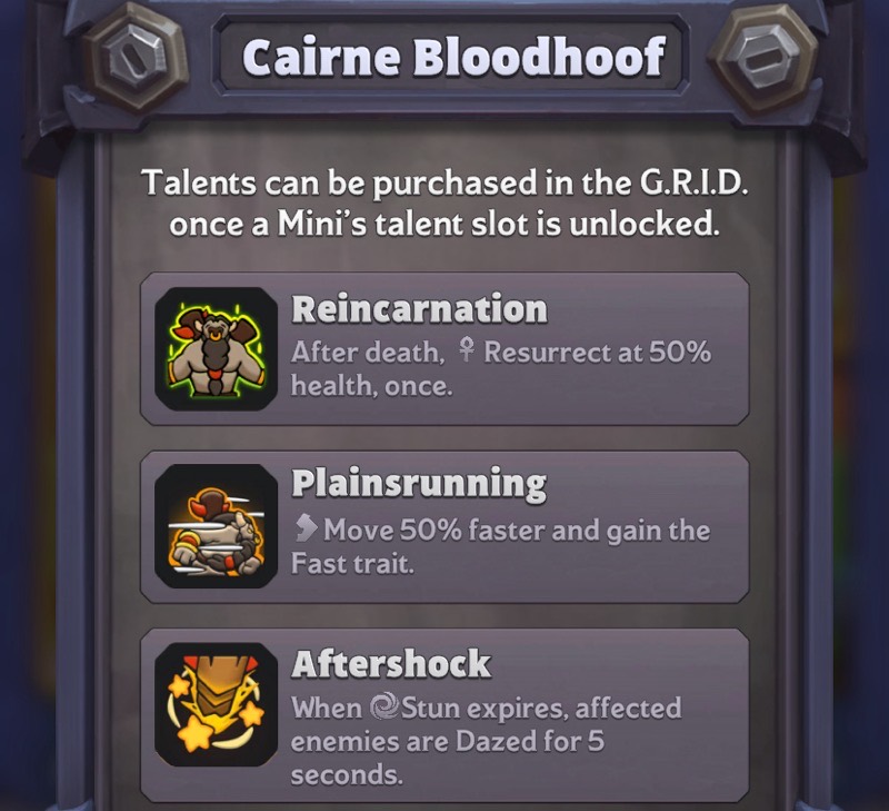 warcraft rumble cairne bloodhoof guide talents