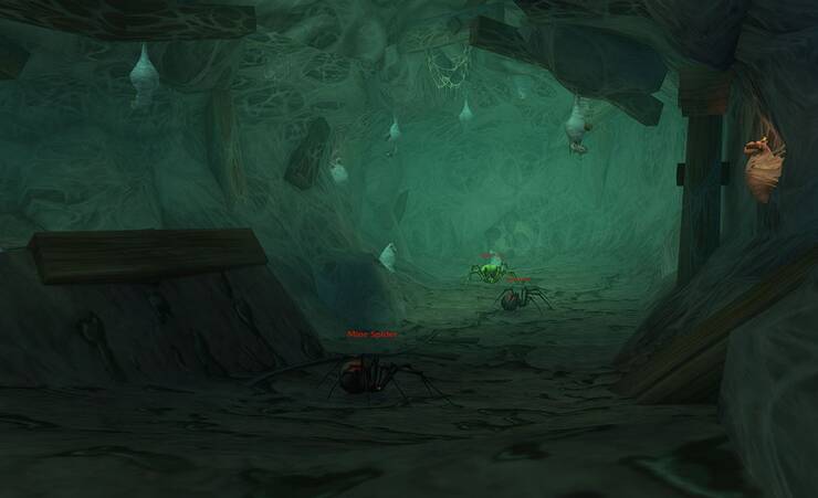 Spiders in a cave in WoW classic printscreen