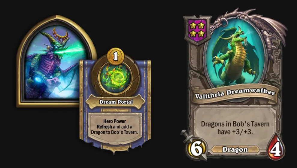 Cards Y'sera, ability Dream Portal and Valithria Dreamwalker battlegrounds buddy