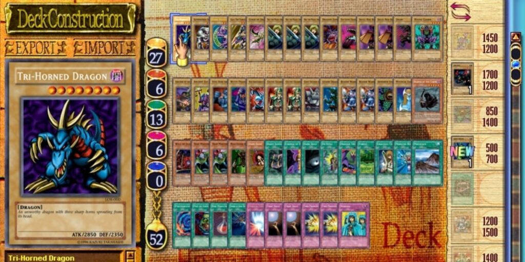 Yu-Gi-Oh! deck construction screenshot